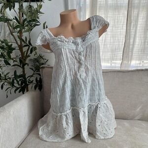Anthropologie Lydie White lace eyelet babydoll mini dress